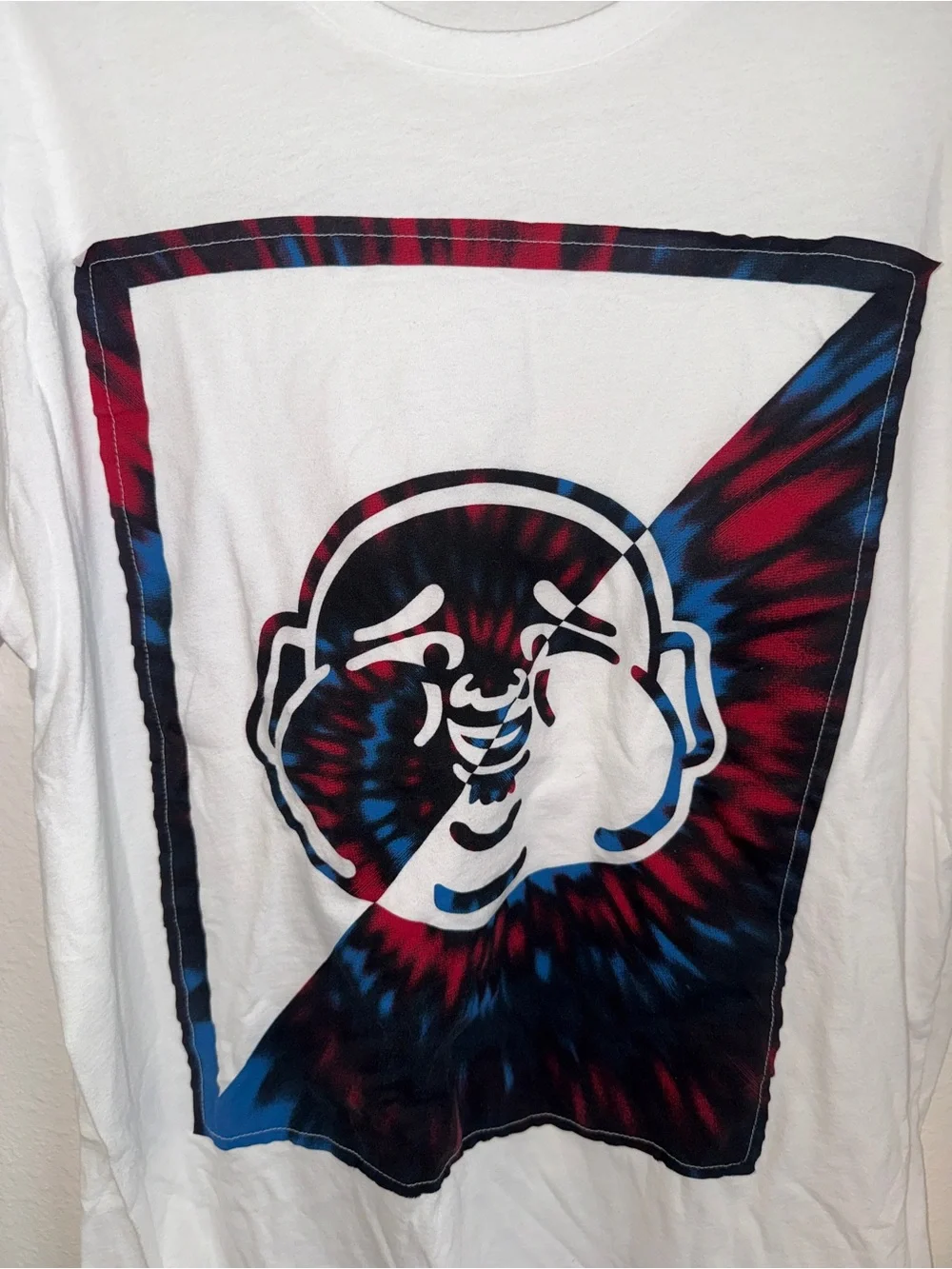 True Religion White Short-Sleeve Tee with Red & Blue Graphic